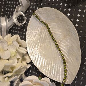 Gunmetal Peridot Tennis Bracelet August Birthstone - Vintage!
